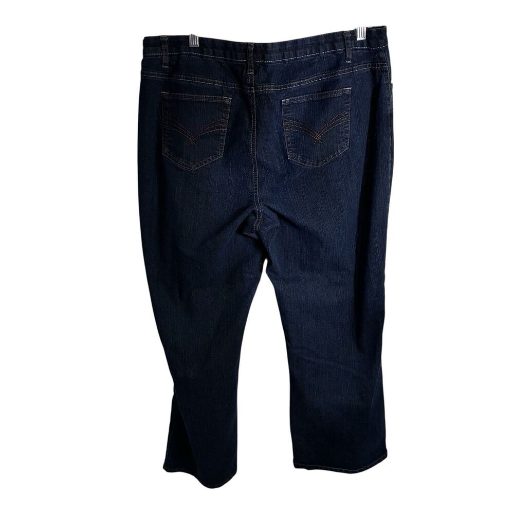 Cato Premium Women’s Dark Washed Denim Blue Jeans W/ Stretch Band At Waist.  20W - Picture 3 of 14